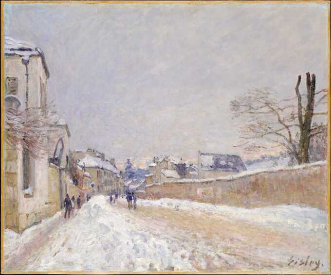 Alfred Sisley : Rue Eugène Moussoir at Moret: Winter