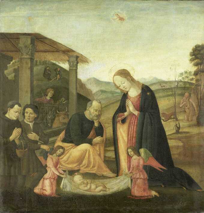 Jacopo del Sellaio : Adoration de l'Enfant Jésus