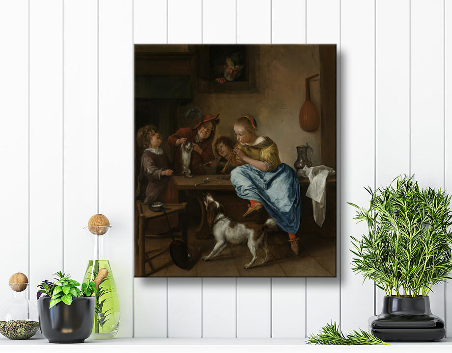 Jan Havicksz. Steen : Enfants apprenant à un chat à danser, connu sous le nom de "La leçon de danse"