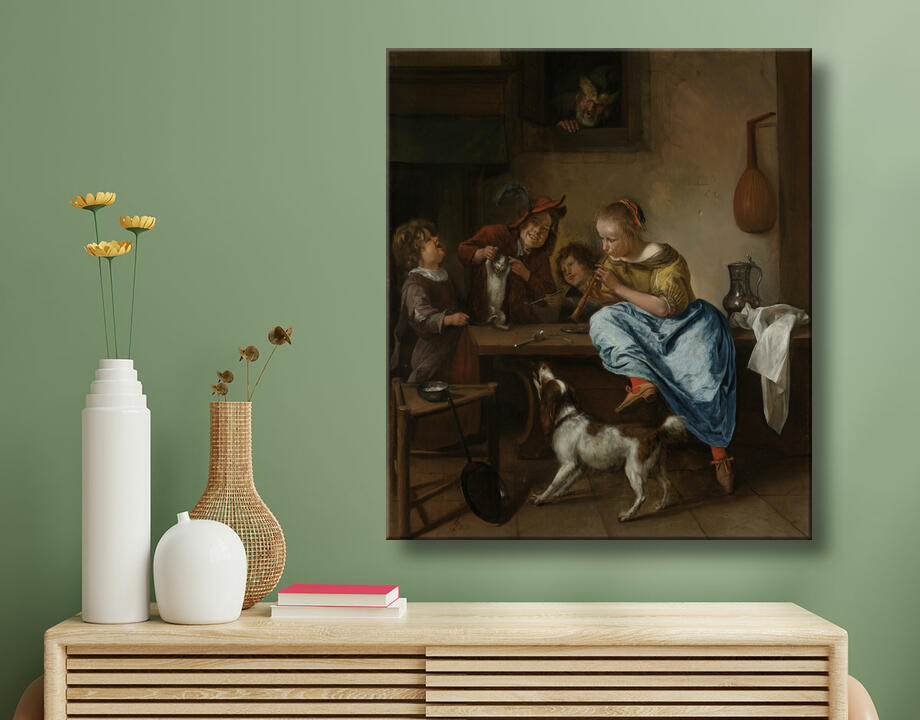 Jan Havicksz. Steen : Enfants apprenant à un chat à danser, connu sous le nom de "La leçon de danse"